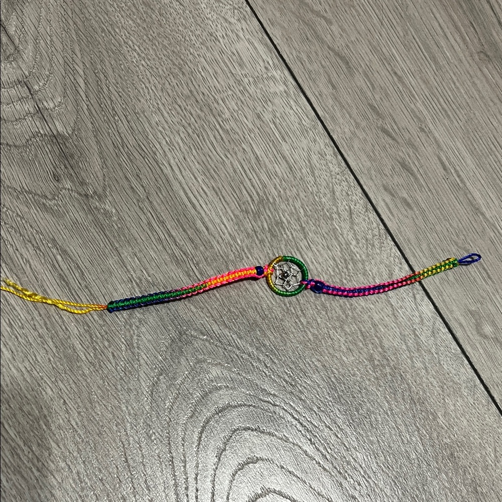 Colorful Woven Bracelet with Silver Charm beautiful handmade from Cancun Mexico